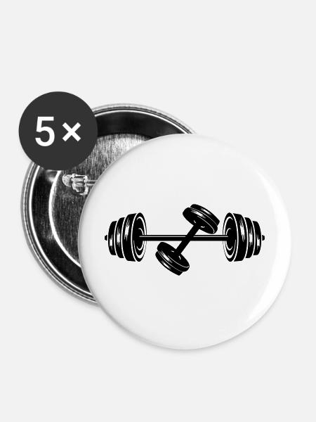 Gewichte Hantelscheiben Hantel 2 - Buttons mittel 32 mm (5er Pack) - Weiß