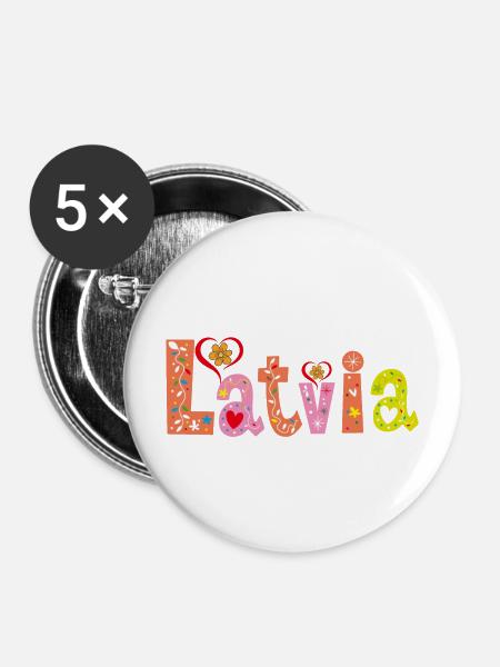 Personalisierter Name Lettlands - Buttons mittel 32 mm (5er Pack) - Weiß