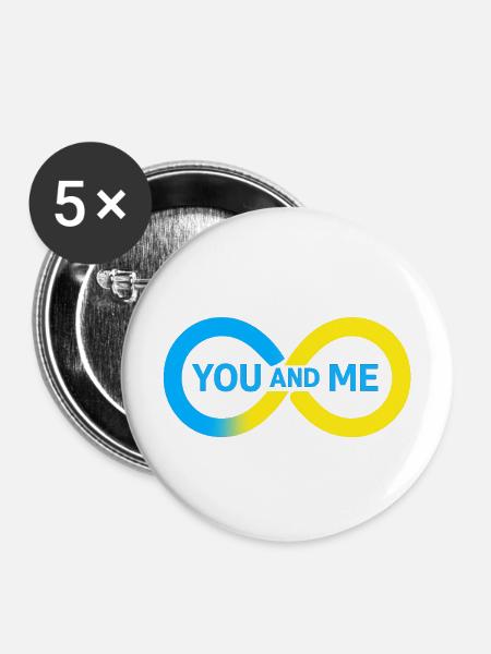 Lebendige Freundschaftsillustration - Buttons mittel 32 mm (5er Pack) - Weiß