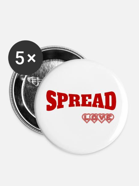 Ausdrucksstarkes Spread Love Design - Buttons mittel 32 mm (5er Pack) - Weiß