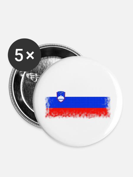 Slowenien Slowenien - Buttons mittel 32 mm (5er Pack) - Weiß