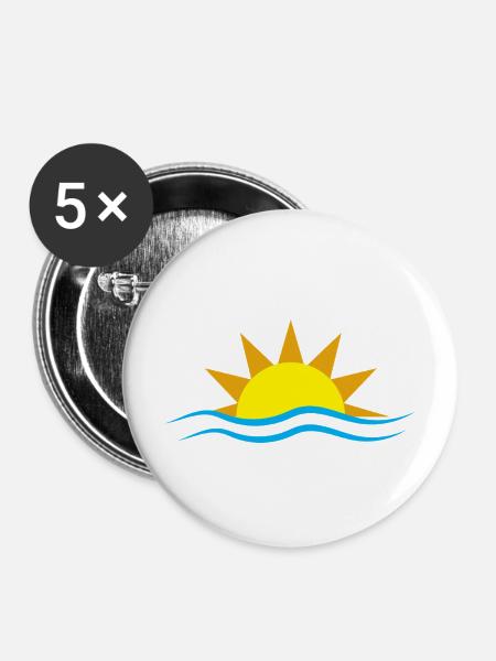 Sonnenuntergang - Buttons mittel 32 mm (5er Pack) - Weiß