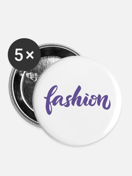 Mode-Violett-Mode-Lettering-Skript-Trend - Buttons mittel 32 mm (5er Pack) - Weiß
