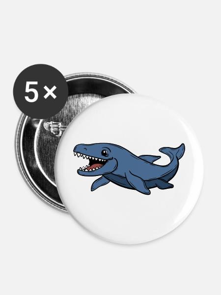 Dinosaurier - Buttons mittel 32 mm (5er Pack) - Weiß