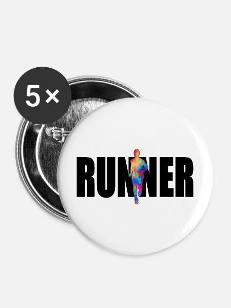 Läufer - Buttons mittel 32 mm (5er Pack) - Weiß