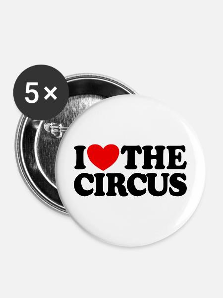 Ich liebe den Zirkus - Buttons mittel 32 mm (5er Pack) - Weiß