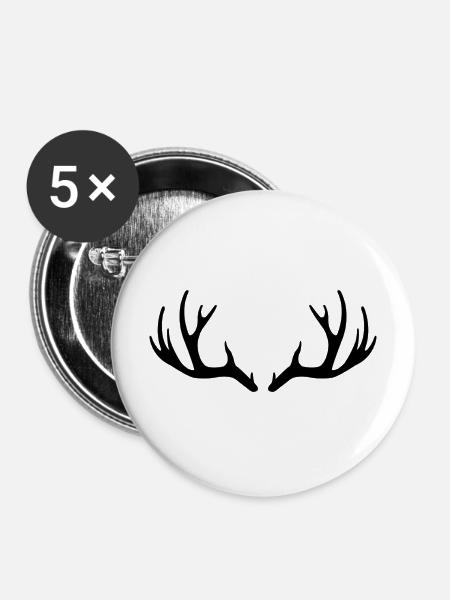 Hirschgeweihe - Buttons mittel 32 mm (5er Pack) - Weiß