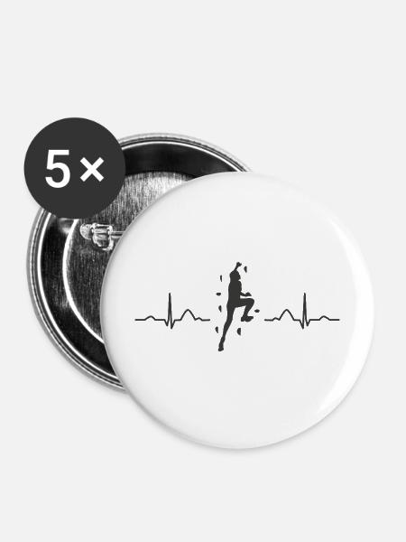 Boulderer Herzschlag Boulder Bouldern - Buttons mittel 32 mm (5er Pack) - Weiß