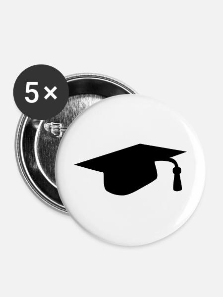 Abschlussmütze - Buttons mittel 32 mm (5er Pack) - Weiß
