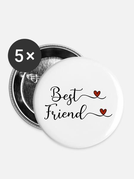 Beste Freunde - Buttons mittel 32 mm (5er Pack) - Weiß