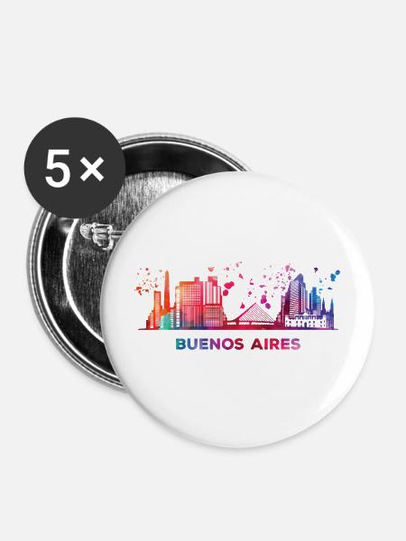 Portenos Skyline Buenos Aires - Buttons mittel 32 mm (5er Pack) - Weiß