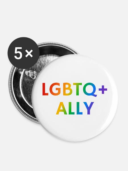 LGBTQ Ally Pride - Buttons mittel 32 mm (5er Pack) - Weiß
