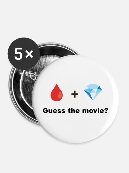 Red Drop und Diamond - Buttons mittel 32 mm (5er Pack) - Weiß