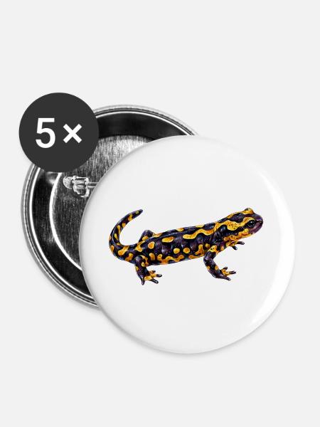 Leuchtender Flecken Salamander - Buttons mittel 32 mm (5er Pack) - Weiß