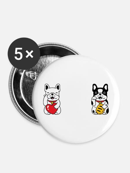 Lucky Dog - Buttons mittel 32 mm (5er Pack) - Weiß