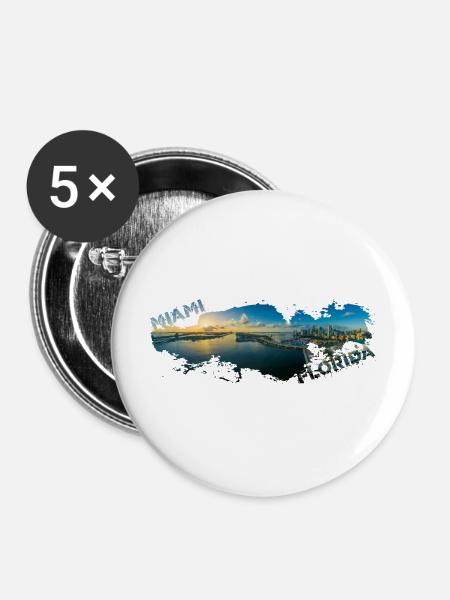 Miami Florida Splash - Buttons mittel 32 mm (5er Pack) - Weiß