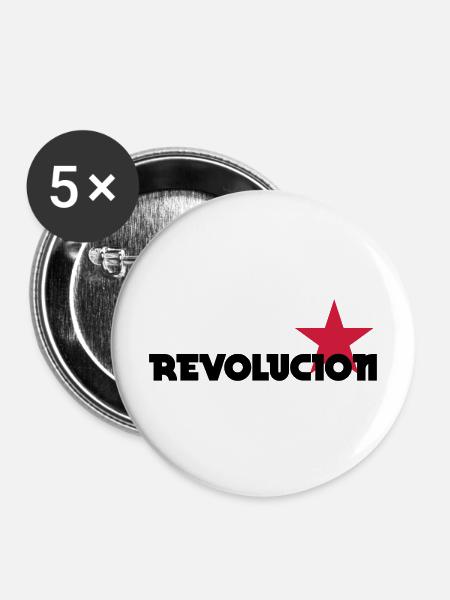 [ Revolucion ] - Buttons mittel 32 mm (5er Pack) - Weiß