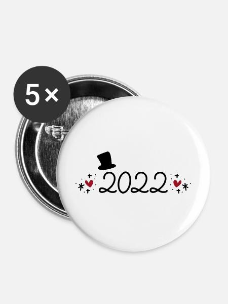 2022 - Buttons mittel 32 mm (5er Pack) - Weiß