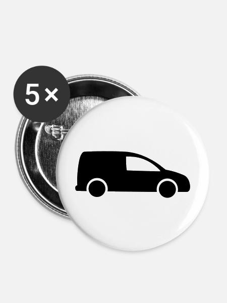 Van Logo Lieferung - Buttons mittel 32 mm (5er Pack) - Weiß
