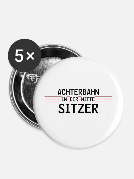Achterbahnindermittesitzer - Buttons mittel 32 mm (5er Pack) - Weiß