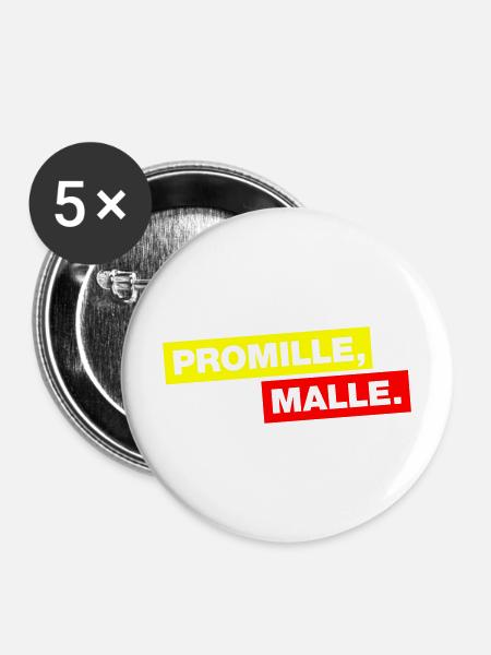 Promille, Malle - Buttons mittel 32 mm (5er Pack) - Weiß