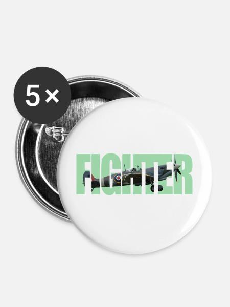 Fighter Spitfire - Buttons mittel 32 mm (5er Pack) - Weiß