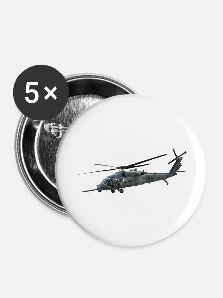 Helikopter - Buttons mittel 32 mm (5er Pack) - Weiß