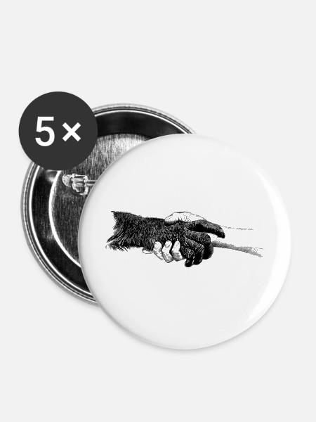 Hände - Buttons mittel 32 mm (5er Pack) - Weiß