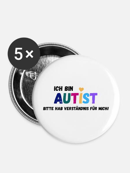 Ich bin Autist_Verständnis - Buttons mittel 32 mm (5er Pack) - Weiß