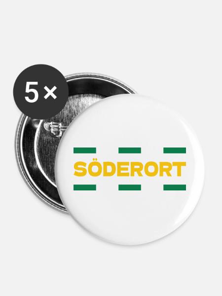Söderort - Stockholm - Buttons mittel 32 mm (5er Pack) - Weiß