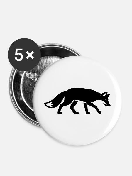 Fuchs Tier - Buttons mittel 32 mm (5er Pack) - Weiß