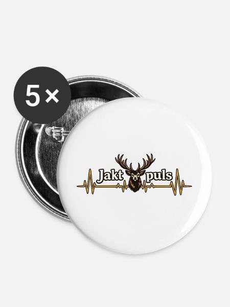 Jagdpuls Herz - Buttons mittel 32 mm (5er Pack) - Weiß