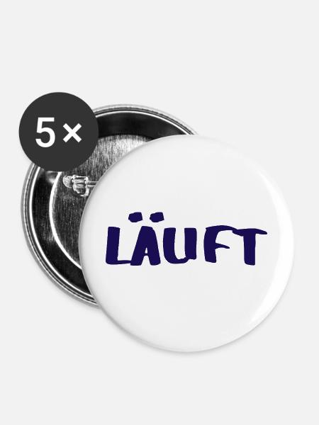 LÄUFT - positives Denken - Statement - Buttons mittel 32 mm (5er Pack) - Weiß