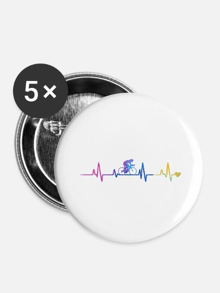 Herzschlag-Radfahrer Gradient - Buttons mittel 32 mm (5er Pack) - Weiß