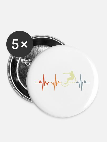 Surfer Mädchen Retro Herzklopfen - Buttons mittel 32 mm (5er Pack) - Weiß