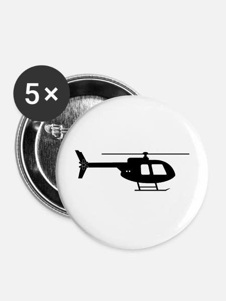 Hubschrauber - Buttons mittel 32 mm (5er Pack) - Weiß