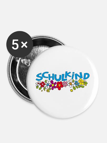 Schulkind - Buttons mittel 32 mm (5er Pack) - Weiß