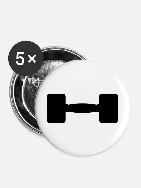 Hantel - Buttons mittel 32 mm (5er Pack) - Weiß