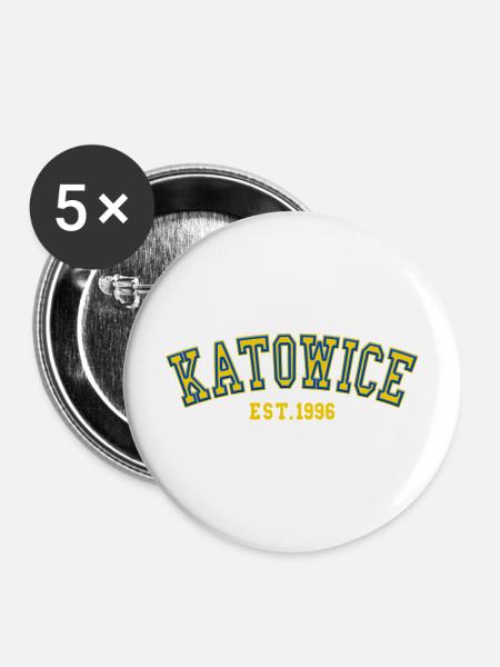 Kattowitz gegründet 1996 - Buttons mittel 32 mm (5er Pack) - Weiß
