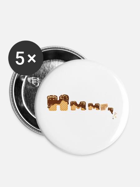 Schoko Waffel lecker - Buttons mittel 32 mm (5er Pack) - Weiß
