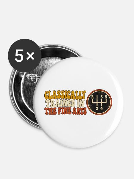 Klassisch geschaltet - Buttons mittel 32 mm (5er Pack) - Weiß