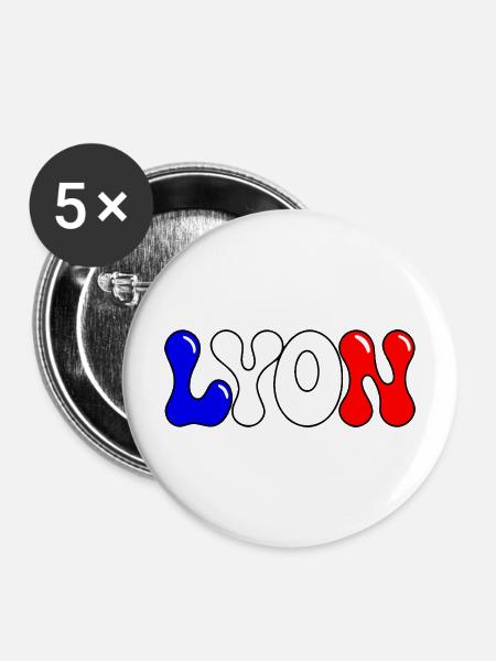 Lyon Bunte Blöcke Frankreich - Buttons mittel 32 mm (5er Pack) - Weiß