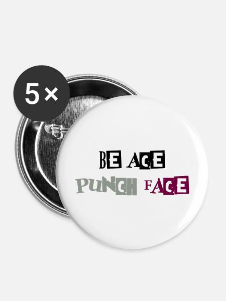 Sei Ace Punchface - Buttons mittel 32 mm (5er Pack) - Weiß