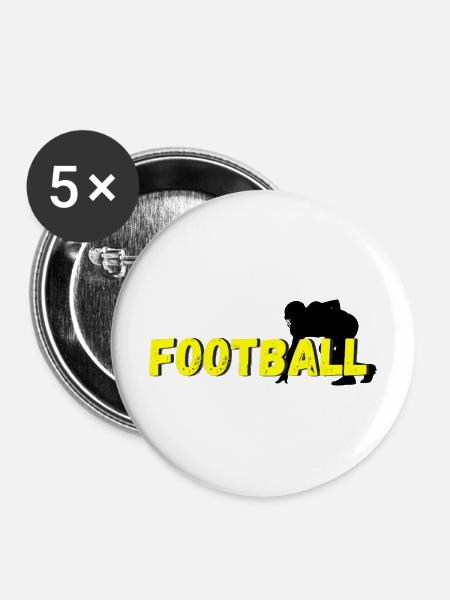 Football  - Buttons mittel 32 mm (5er Pack) - Weiß