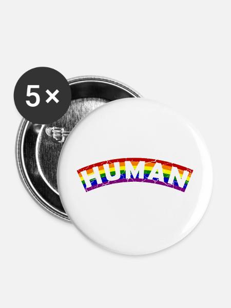 Human Pride Flag Design - Buttons mittel 32 mm (5er Pack) - Weiß