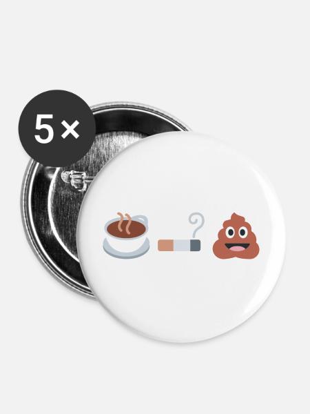 Kaffee, Kippe, K*cken - Buttons mittel 32 mm (5er Pack) - Weiß