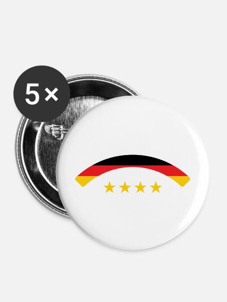 Deutsche Flagge – Deutschland - Buttons mittel 32 mm (5er Pack) - Weiß