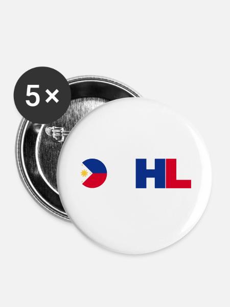 Philippinen - Buttons mittel 32 mm (5er Pack) - Weiß