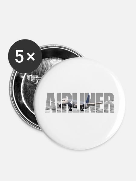 Airliner B 787 - Buttons mittel 32 mm (5er Pack) - Weiß