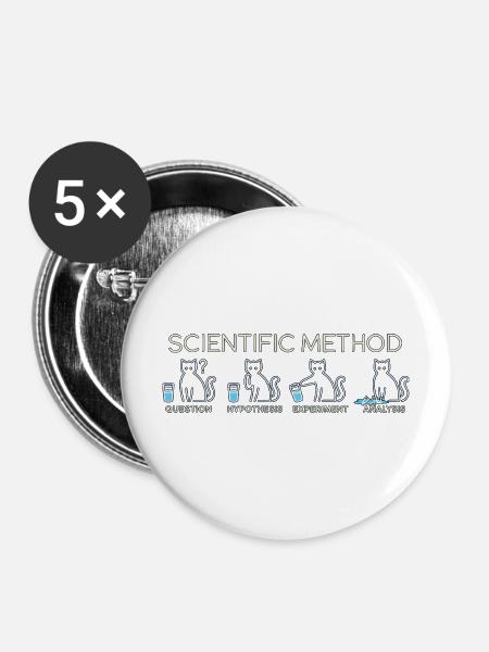 Katzenexperiment - Buttons mittel 32 mm (5er Pack) - Weiß